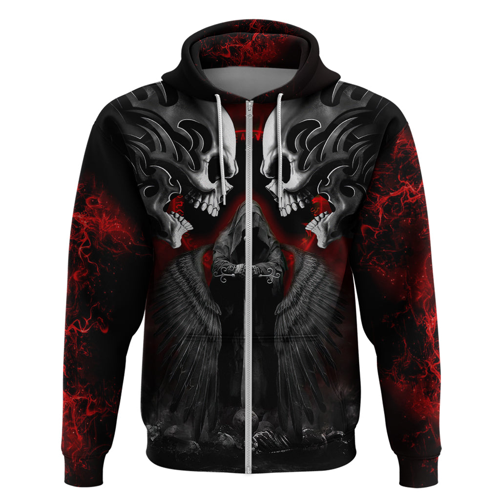 Skull Hoodie Double Skull And Death Angel - Wonder Print Shop