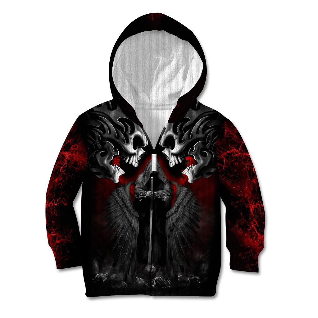 Skull Kid Hoodie Double Skull And Death Angel - Wonder Print Shop