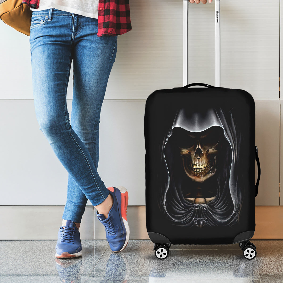 Skull Luggage Cover Double Skull And Death Angel - Wonder Print Shop
