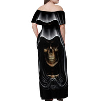Skull Off Shoulder Maxi Dress Double Skull And Death Angel - Wonder Print Shop