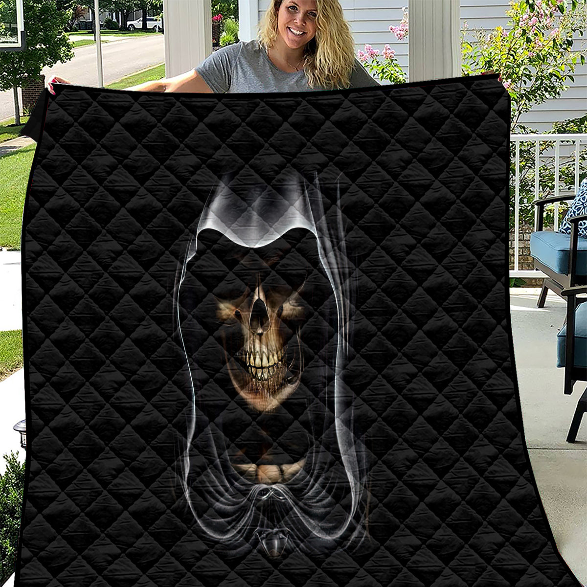 Skull Quilt Double Skull And Death Angel - Wonder Print Shop