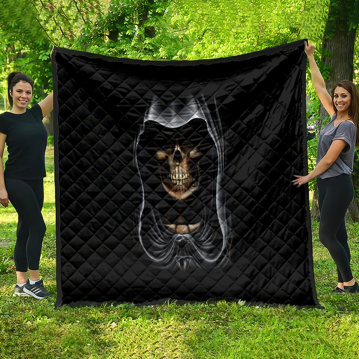Skull Quilt Double Skull And Death Angel - Wonder Print Shop