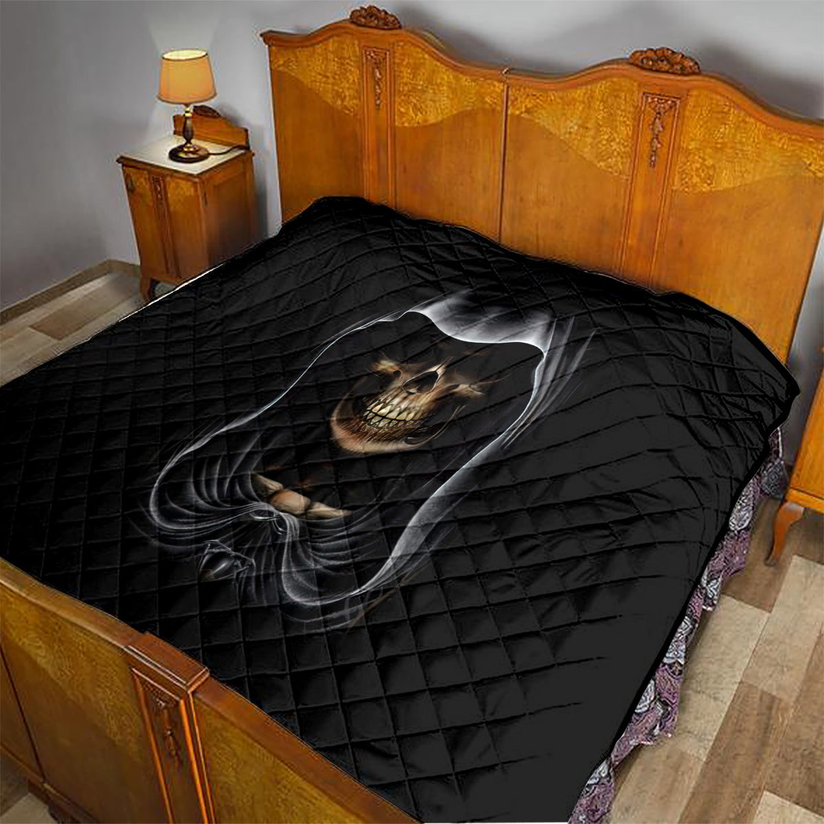 Skull Quilt Double Skull And Death Angel - Wonder Print Shop