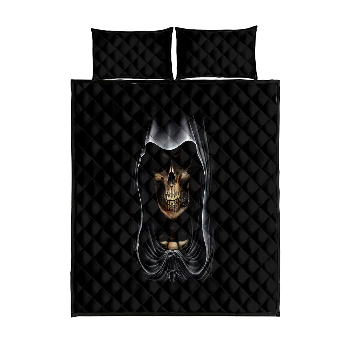 Skull Quilt Bed Set Double Skull And Death Angel - Wonder Print Shop
