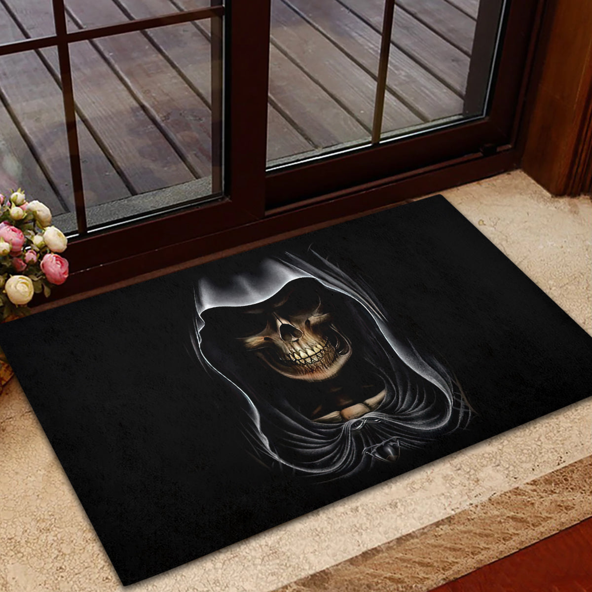 Skull Rubber Doormat Double Skull And Death Angel - Wonder Print Shop