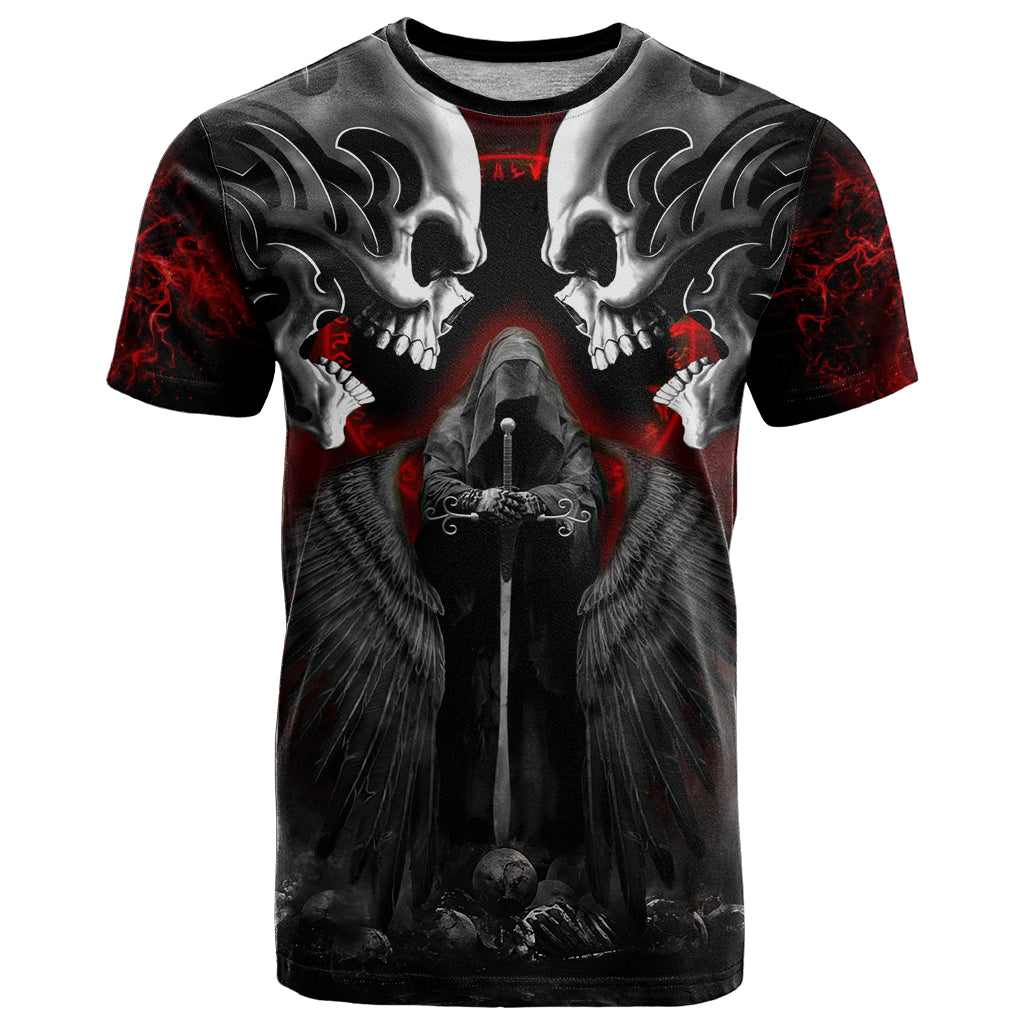 Skull T Shirt Double Skull And Death Angel - Wonder Print Shop