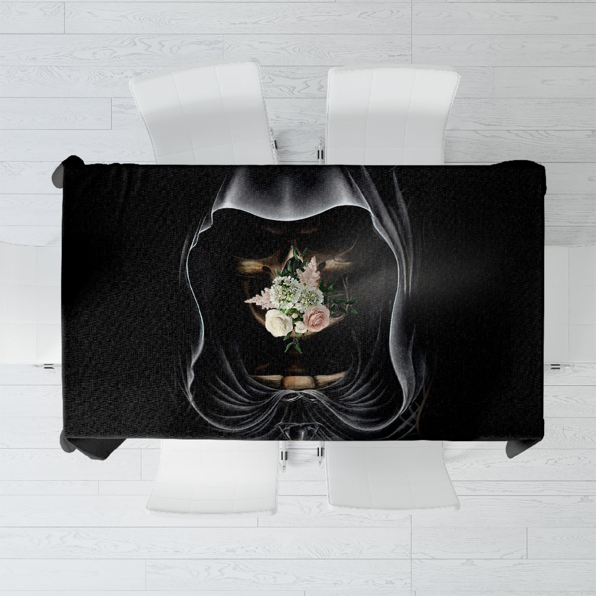 Skull Tablecloth Double Skull And Death Angel - Wonder Print Shop