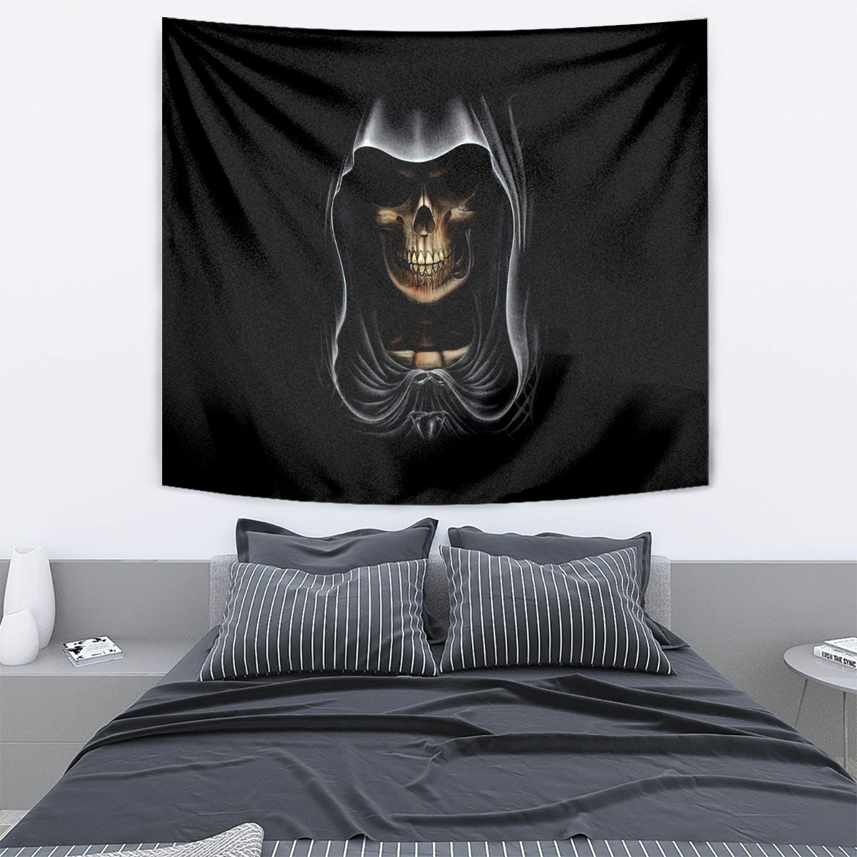 Skull Tapestry Double Skull And Death Angel - Wonder Print Shop