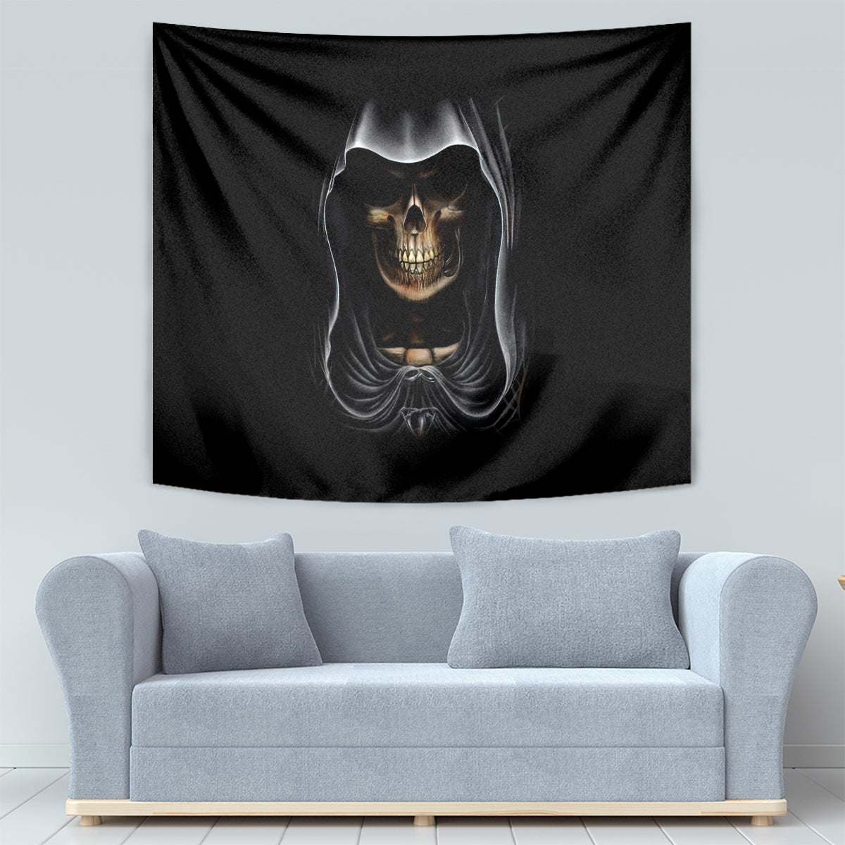 Skull Tapestry Double Skull And Death Angel - Wonder Print Shop