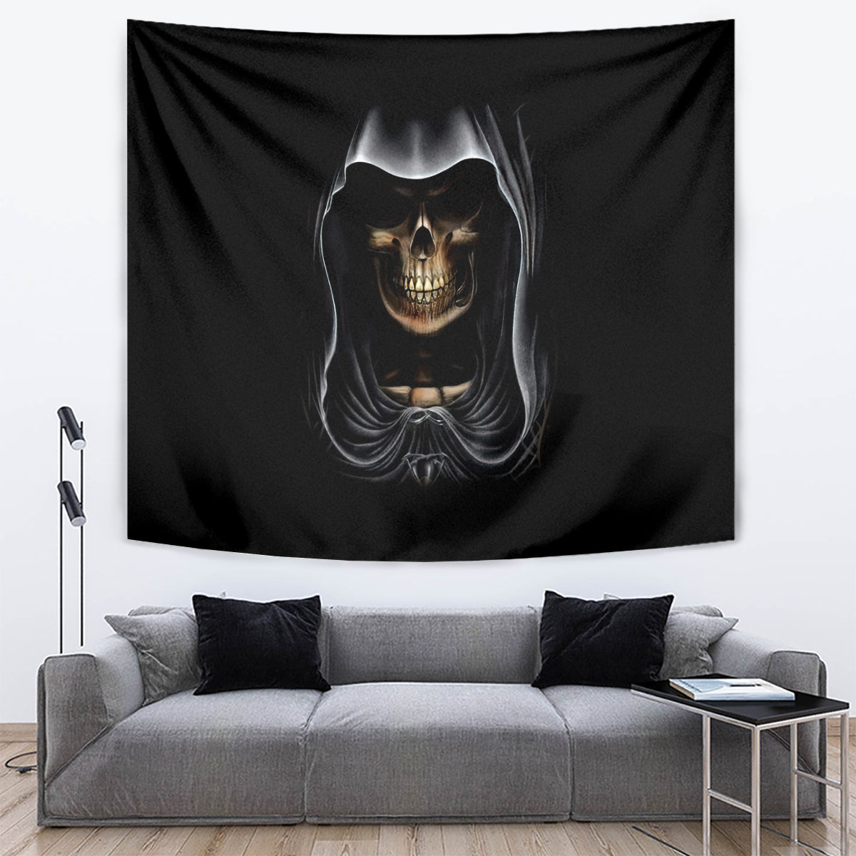 Skull Tapestry Double Skull And Death Angel - Wonder Print Shop