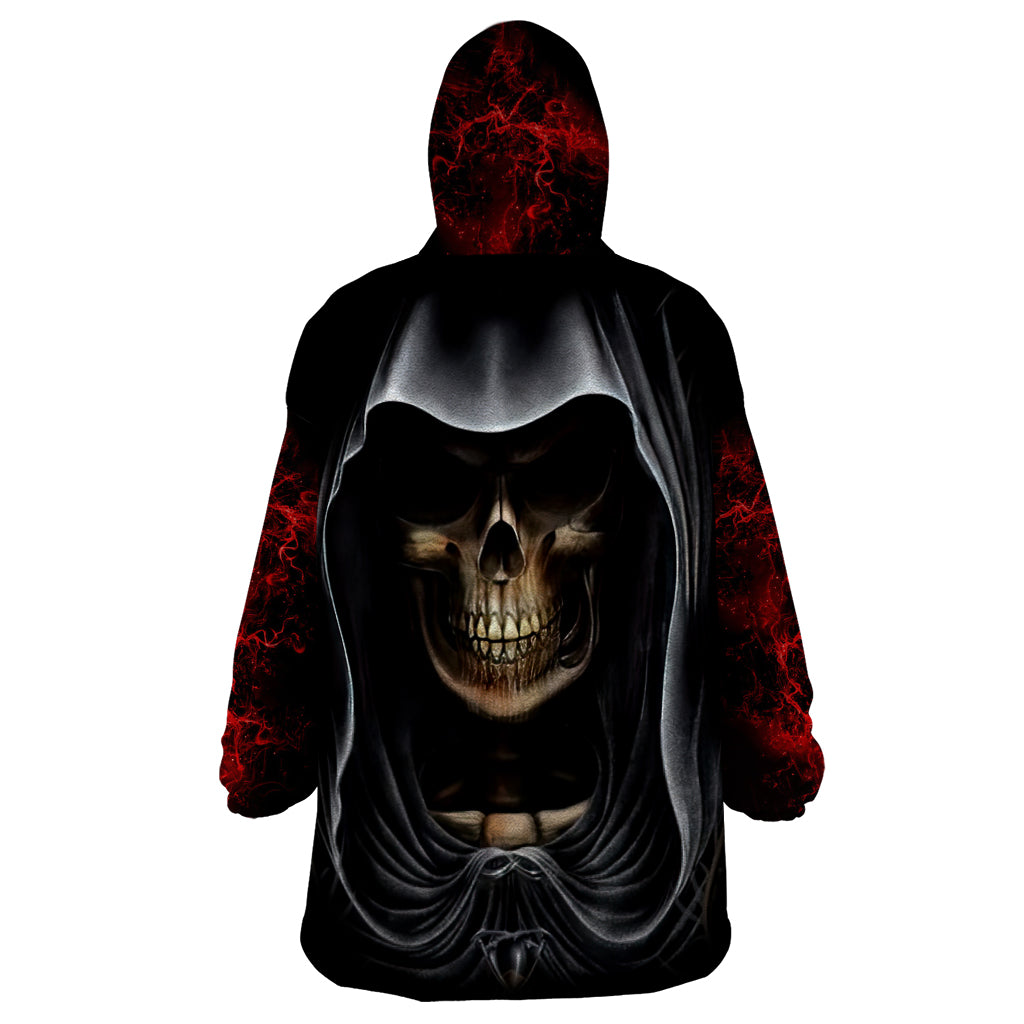 Skull Wearable Blanket Hoodie Double Skull And Death Angel - Wonder Print Shop