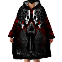 Skull Wearable Blanket Hoodie Double Skull And Death Angel - Wonder Print Shop