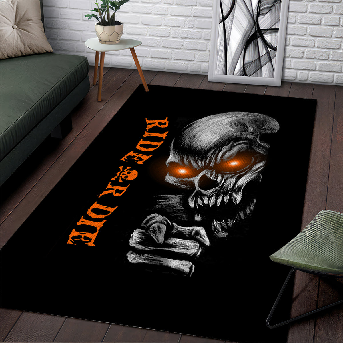 Skull Area Rug Ride Or Die - Wonder Print Shop