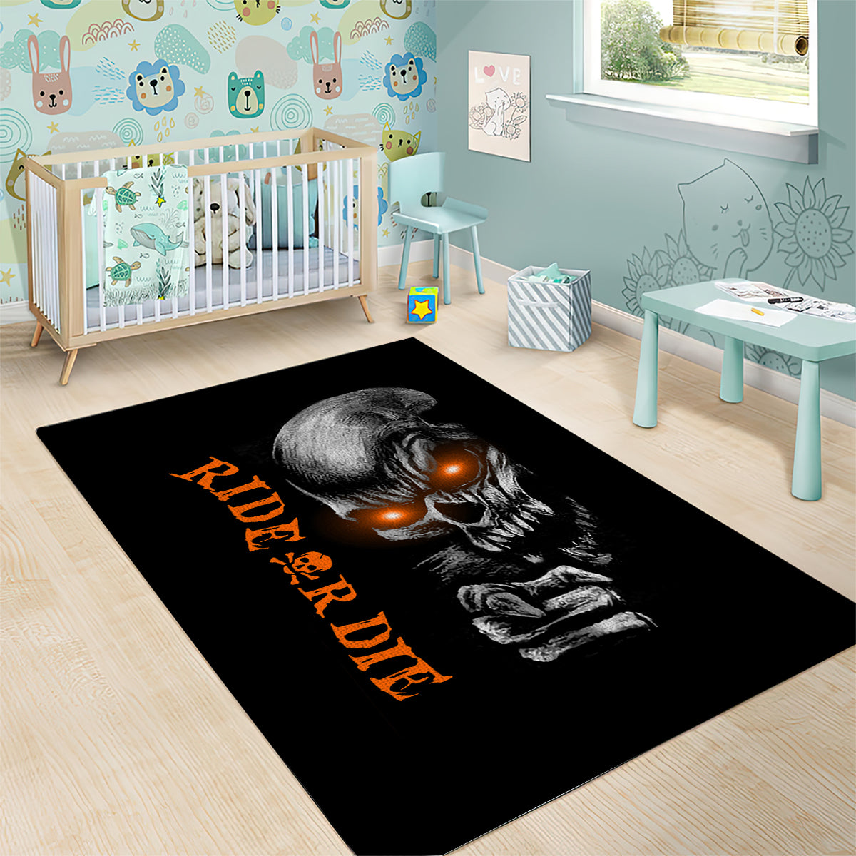 Skull Area Rug Ride Or Die - Wonder Print Shop