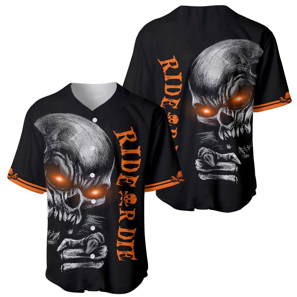 Skull Baseball Jersey Ride Or Die - Wonder Print Shop