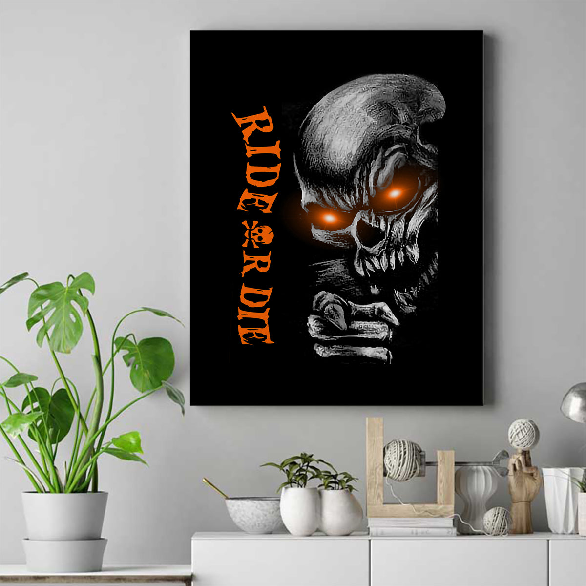 Skull Canvas Wall Art Ride Or Die - Wonder Print Shop