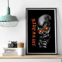 Skull Canvas Wall Art Ride Or Die - Wonder Print Shop