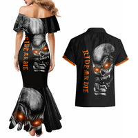 Skull Couples Matching Mermaid Dress And Hawaiian Shirt Ride Or Die - Wonder Print Shop