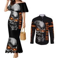 Skull Couples Matching Mermaid Dress and Long Sleeve Button Shirts Ride Or Die DT01