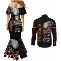Skull Couples Matching Mermaid Dress and Long Sleeve Button Shirts Ride Or Die DT01