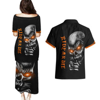 Skull Couples Matching Puletasi Dress and Hawaiian Shirt Ride Or Die - Wonder Print Shop
