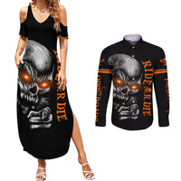 Skull Couples Matching Summer Maxi Dress and Long Sleeve Button Shirts Ride Or Die - Wonder Print Shop