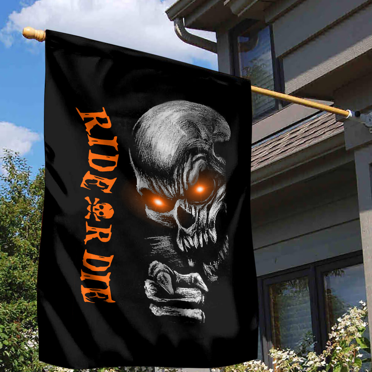 Skull Garden Flag Ride Or Die - Wonder Print Shop