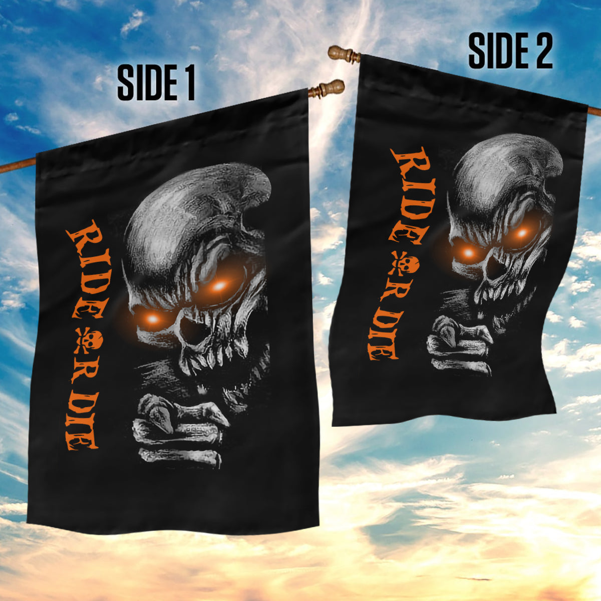 Skull Garden Flag Ride Or Die - Wonder Print Shop
