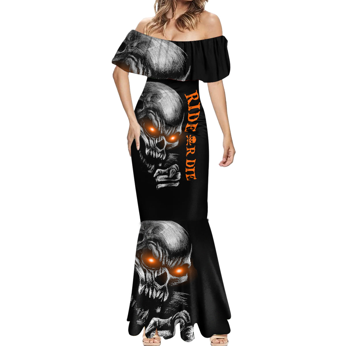 Skull Mermaid Dress Ride Or Die - Wonder Print Shop