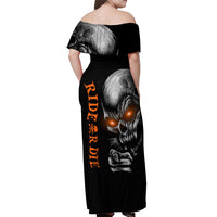 Skull Off Shoulder Maxi Dress Ride Or Die - Wonder Print Shop