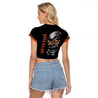 Skull Raglan Cropped T Shirt Ride Or Die - Wonder Print Shop
