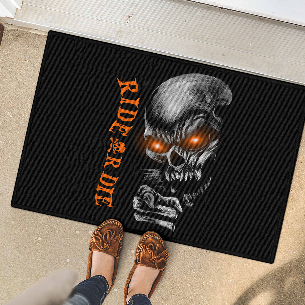 Skull Rubber Doormat Ride Or Die - Wonder Print Shop