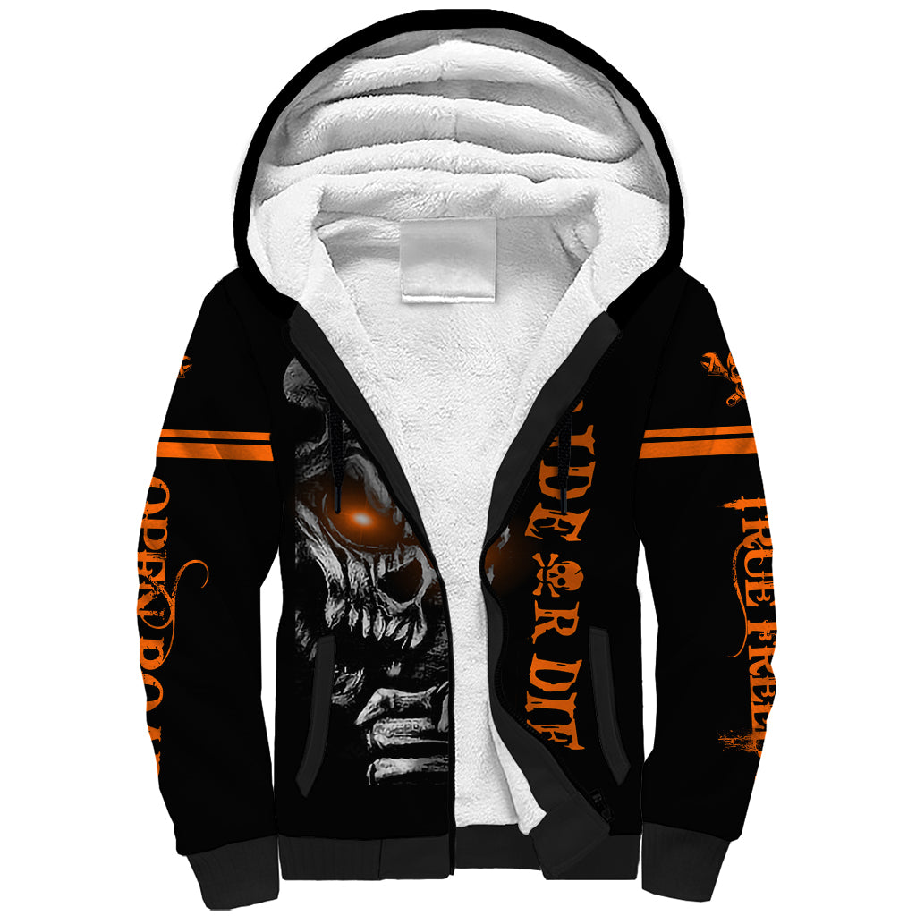 Skull Sherpa Hoodie Ride Or Die - Wonder Print Shop