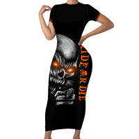 Skull Short Sleeve Bodycon Dress Ride Or Die - Wonder Print Shop