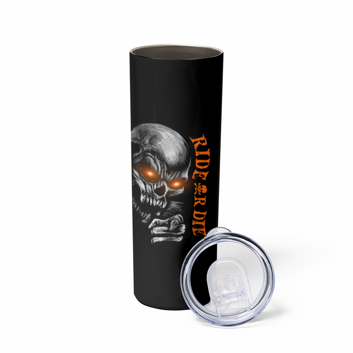 Skull Skinny Tumbler Ride Or Die - Wonder Print Shop