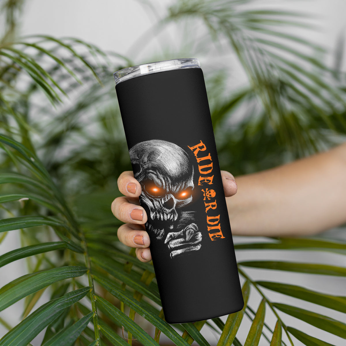 Skull Skinny Tumbler Ride Or Die - Wonder Print Shop