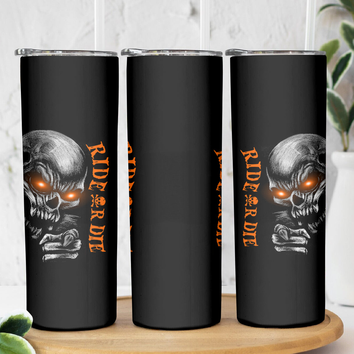 Skull Skinny Tumbler Ride Or Die - Wonder Print Shop