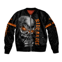 Skull Sleeve Zip Bomber Jacket Ride Or Die - Wonder Print Shop