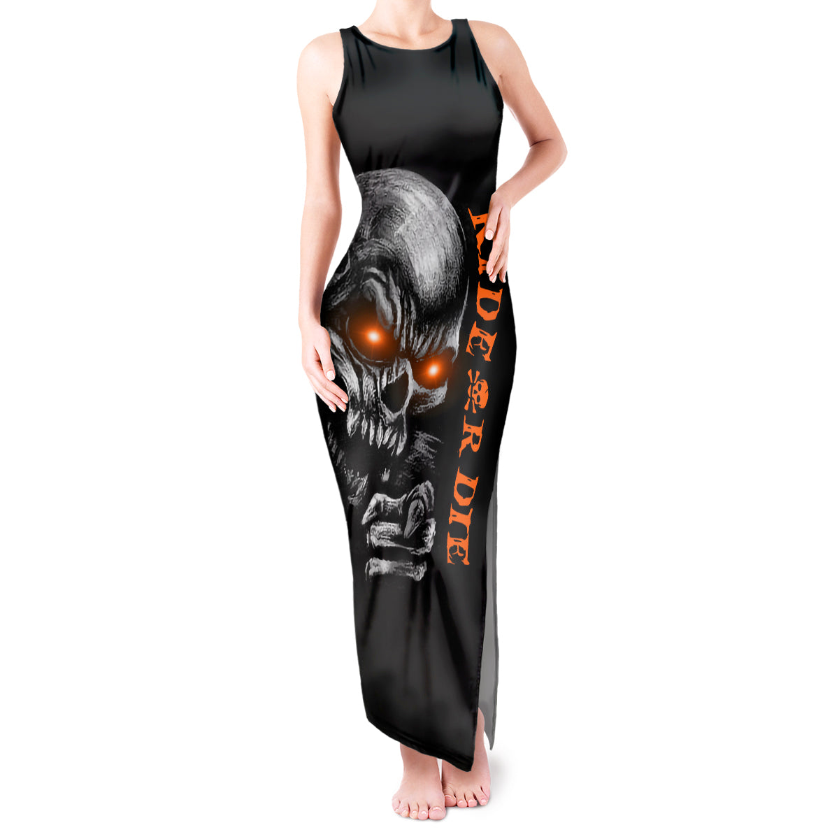 Skull Tank Maxi Dress Ride Or Die - Wonder Print Shop