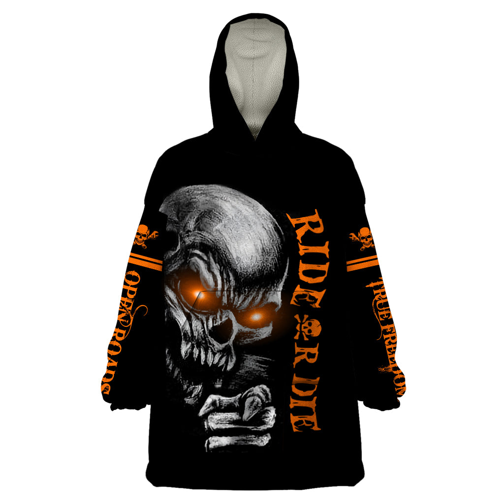 Skull Wearable Blanket Hoodie Ride Or Die - Wonder Print Shop