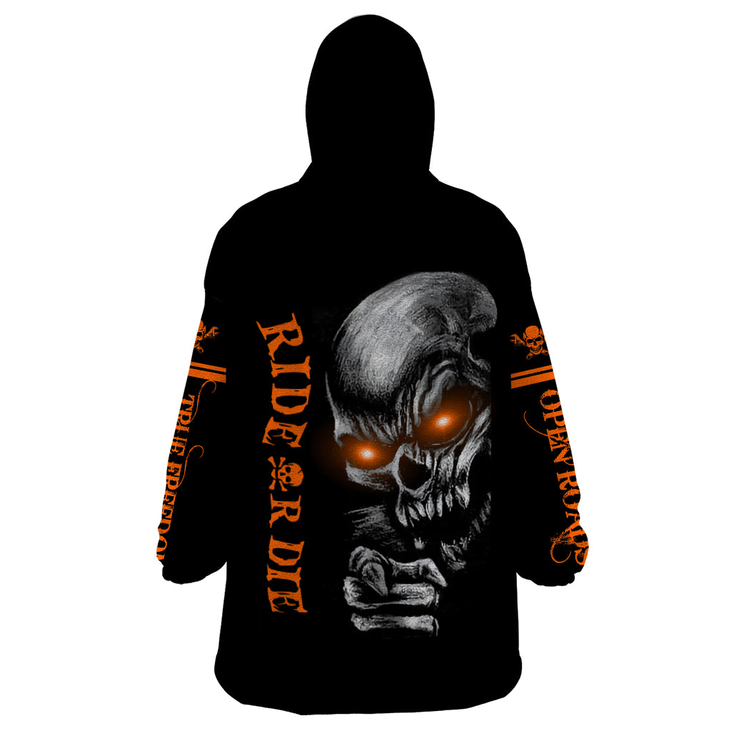 Skull Wearable Blanket Hoodie Ride Or Die - Wonder Print Shop