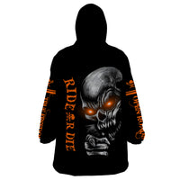 Skull Wearable Blanket Hoodie Ride Or Die - Wonder Print Shop