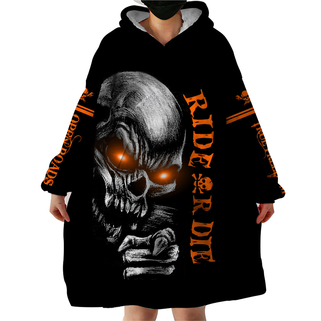 Skull Wearable Blanket Hoodie Ride Or Die - Wonder Print Shop