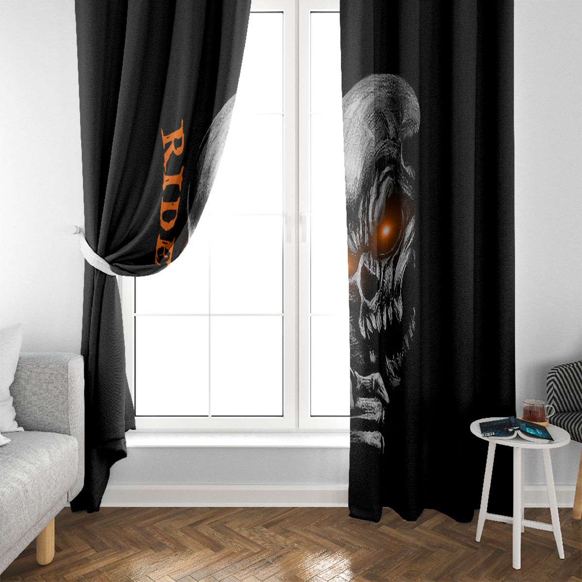 Skull Window Curtain Ride Or Die - Wonder Print Shop