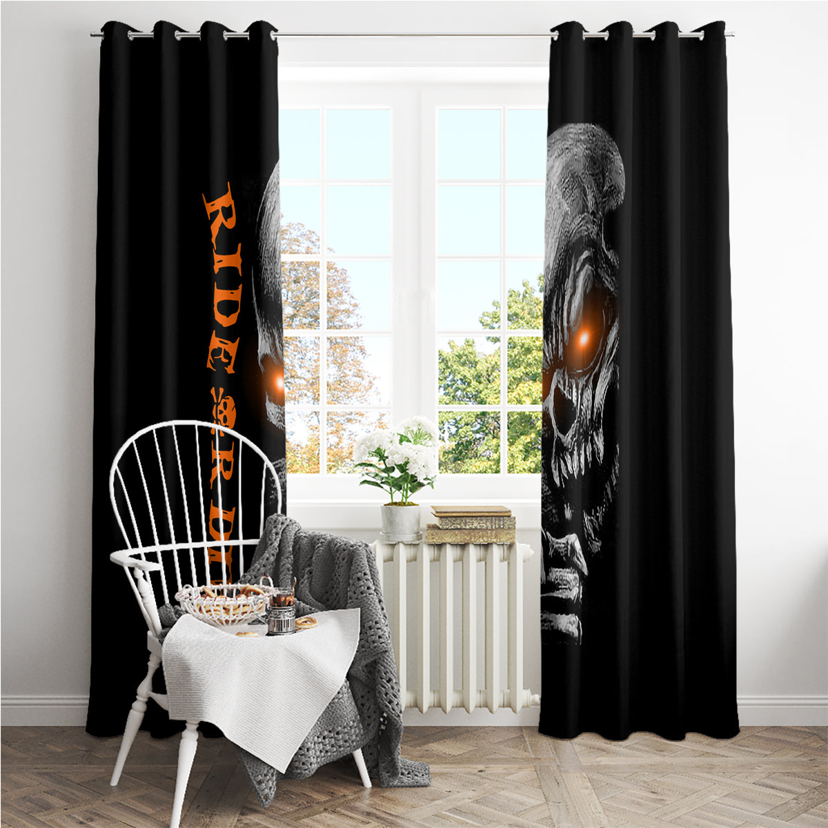 Skull Window Curtain Ride Or Die - Wonder Print Shop