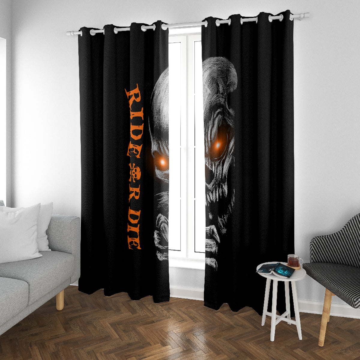 Skull Window Curtain Ride Or Die - Wonder Print Shop