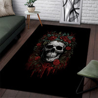 Skull Area Rug Red Rose - Wonder Print Shop