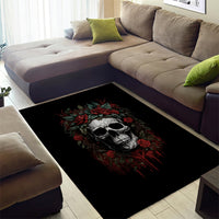 Skull Area Rug Red Rose - Wonder Print Shop