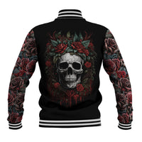 Skull Baseball Jacket Red Rose - Wonder Print Shop