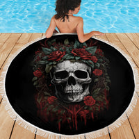 Skull Beach Blanket Red Rose - Wonder Print Shop